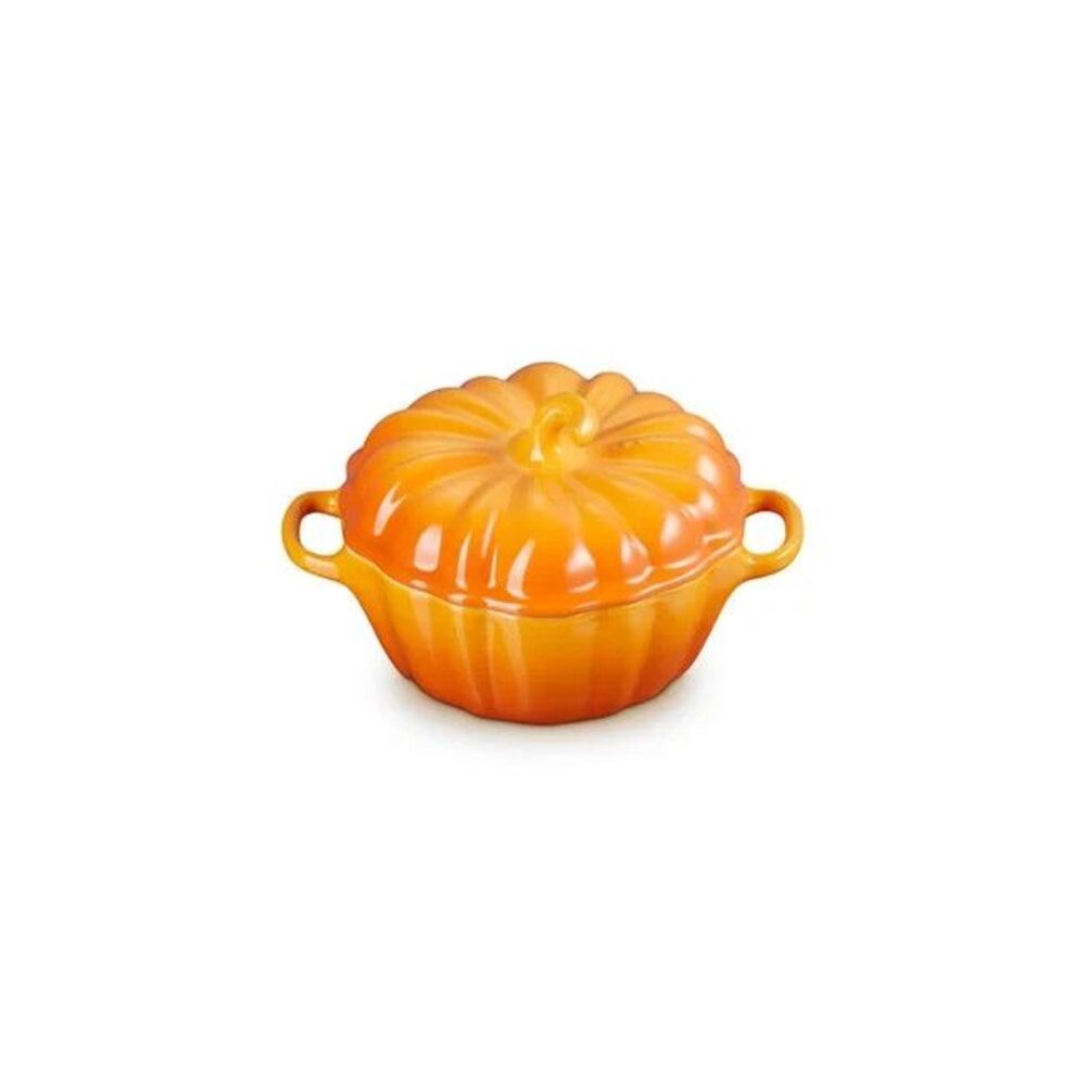 Le Creuset Stoneware Figural Pumpkin Mini Cocotte 12 oz 350 ml Persimmon NEW